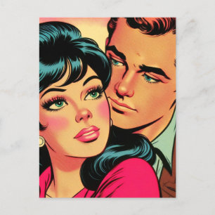 Vintage Liebe Couple Comic Postkarte
