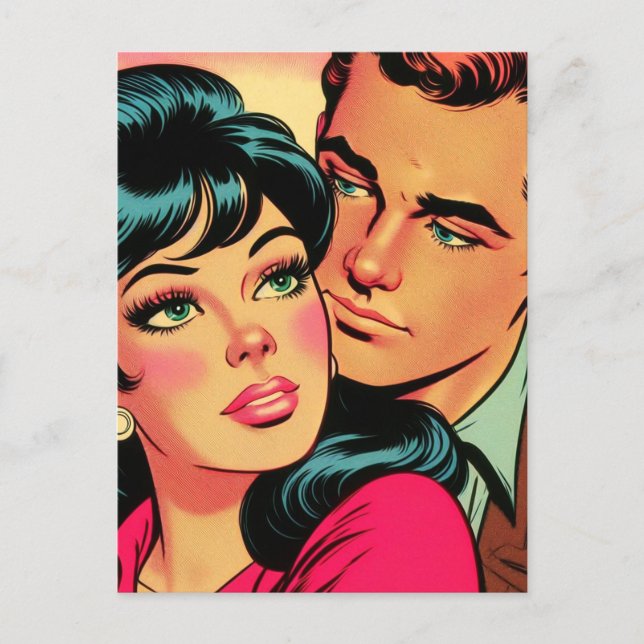 Vintage Liebe Couple Comic Postkarte (Vorderseite)