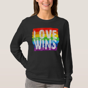 Vintage-Liebe Gewinnt Regenbogen-Friedenszeichen S T-Shirt