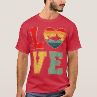 Vintage Liebe Hai Retro 70er 80er Herzmeertiere T-Shirt