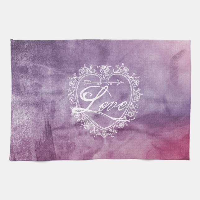 Vintage Liebe Herzklopfen Geschirrtuch (Horizontal)