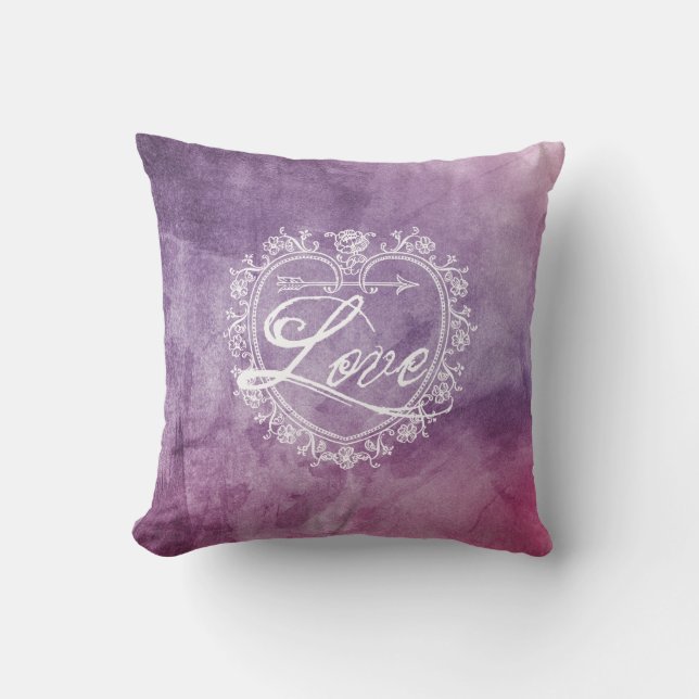 Vintage Liebe Herzklopfen Kissen (Vorderseite)