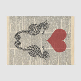 Vintage Liebe Herzklopfen Seepferde decoupage Seidenpapier