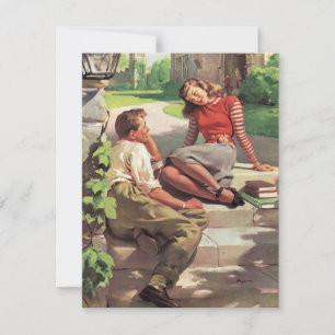 Vintage-Liebe High-School-Verliebte Save-the-Date Save The Date