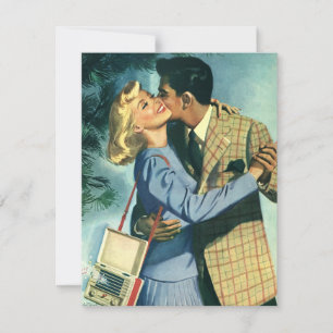 Vintage Liebe in Romantik, Weihnachtsabend Einladu Einladung