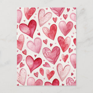 Vintage Liebe-Karte für Wasserfarben, rosa Herzklo Postkarte
