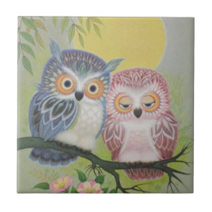 Vintage Liebe Owls Fliese
