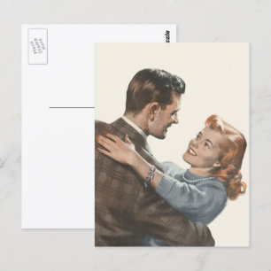 Vintage Liebe Romance Newlyweds sollen wir tanzen? Postkarte
