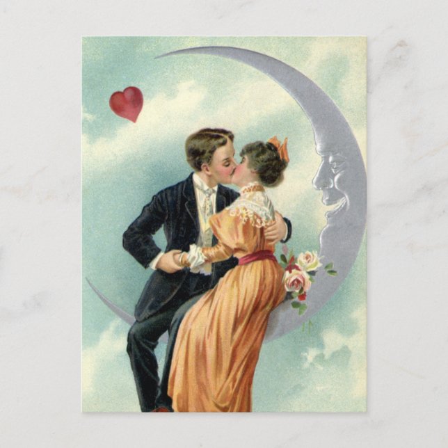 Vintage Liebe, Romantik, Romantik, Save the Date Ankündigungspostkarte (Vorderseite)