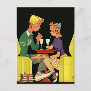 Vintage Liebe, Romantik, Romantisch, Termin vormer Ankündigungspostkarte