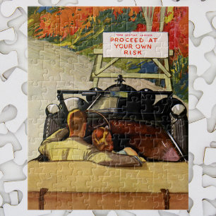 Vintage Liebe, Straße gesperrt, fahren Sie auf eig Puzzle