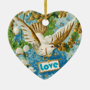 Vintage Liebe taube blaue Blume zieren Keramikornament
