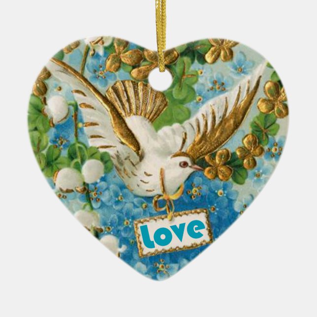 Vintage Liebe taube blaue Blume zieren Keramikornament (Vorne)
