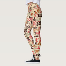 Vintage Liebe Typografie Leggings