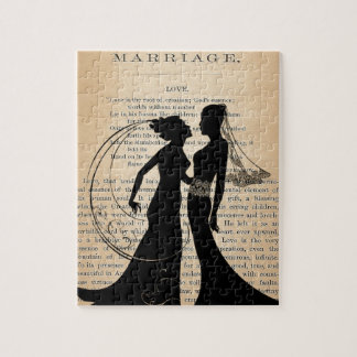 Vintage Liebe u. Heirat lesbisches Wedding Puzzle