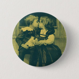Vintage Liebe und romanisches Foto, Kinder Kiss Button