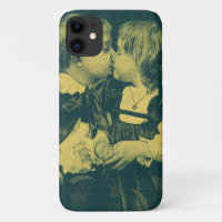 Vintage Liebe und romanisches Foto, Kinder Kiss