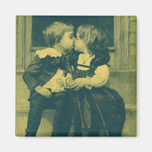 Vintage Liebe und romanisches Foto, Kinder Kiss Magnet
