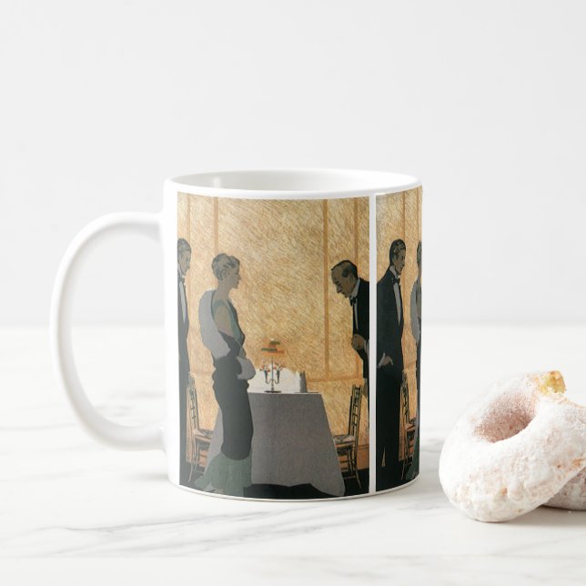 Vintage Liebe und Romantik, elegantes Abendessen Kaffeetasse (Mit Donut)