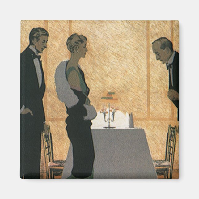 Vintage Liebe und Romantik, elegantes Abendessen Magnet (Vorne)