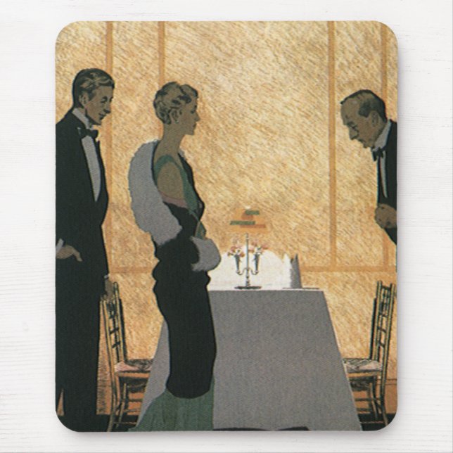 Vintage Liebe und Romantik, elegantes Abendessen Mousepad (Vorne)