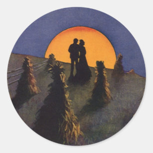 Vintage Liebe und Romantik, Ernte Moon Kiss Runder Aufkleber