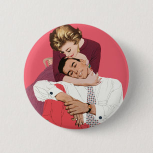 Vintage Liebe und Romantik, Frischvermählte in Ros Button