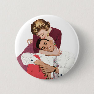 Vintage Liebe und Romantik, Frischvermählte in Ros Button