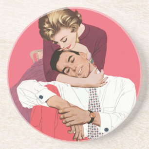 Vintage Liebe und Romantik, Frischvermählte in Ros Sandstein Untersetzer