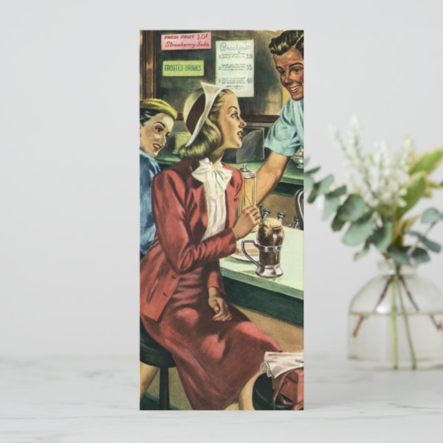 Vintage Liebe und Romantik, Lady im Soda Shop (Stehend Vorderseite)