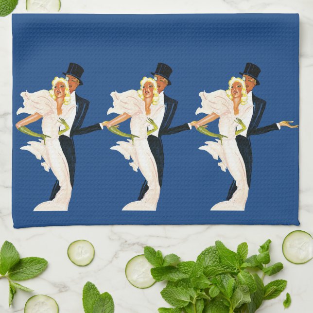 Vintage Liebe und Romantik, modernes Hochzeitskaff Geschirrtuch (Gefaltet)