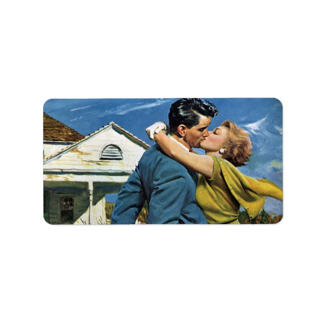 Vintage Liebe und Romantik Neugierige kaufen erste Adressaufkleber (Vorne)