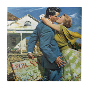 Vintage Liebe und Romantik Neugierige kaufen erste Fliese