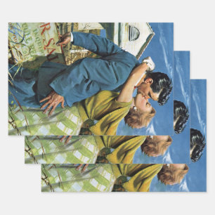 Vintage Liebe und Romantik Neugierige kaufen erste Geschenkpapier Set