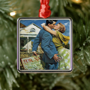 Vintage Liebe und Romantik Neugierige kaufen erste Ornament Aus Metall