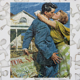 Vintage Liebe und Romantik Neugierige kaufen erste Puzzle