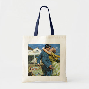 Vintage Liebe und Romantik Neugierige kaufen erste Tragetasche