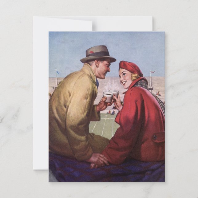 Vintage Liebe und Romantik, Paar beim Fußballspiel (Vorderseite)