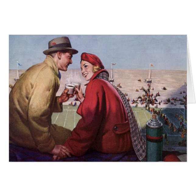 Vintage Liebe und Romantik, Paar beim Fußballspiel (Vorderseite (Horizontal))