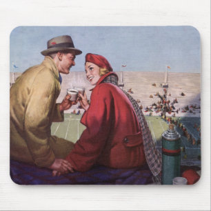 Vintage Liebe und Romantik, Paar beim Fußballspiel Mousepad
