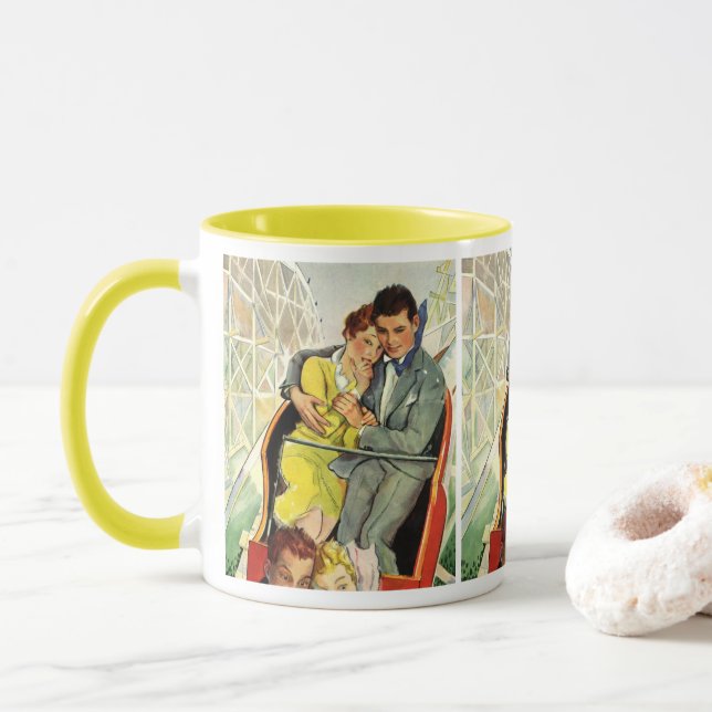 Vintage Liebe und Romantik, Roller Untersetzer Rid Tasse (Mit Donut)