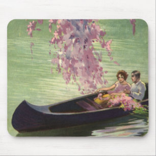 Vintage Liebe und Romantik, romantische Kanufahrt Mousepad