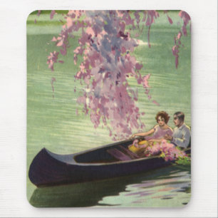 Vintage Liebe und Romantik, romantische Kanufahrt Mousepad