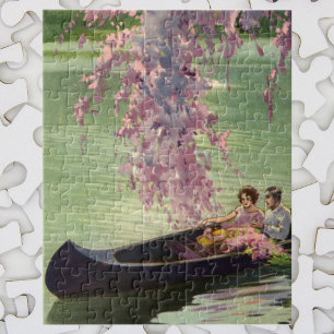 Vintage Liebe und Romantik, romantische Kanufahrt Puzzle