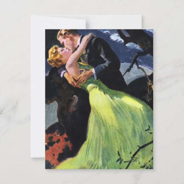 Vintage Liebe und Romantik, Romantische Küsse Einl Einladung (Vorderseite)