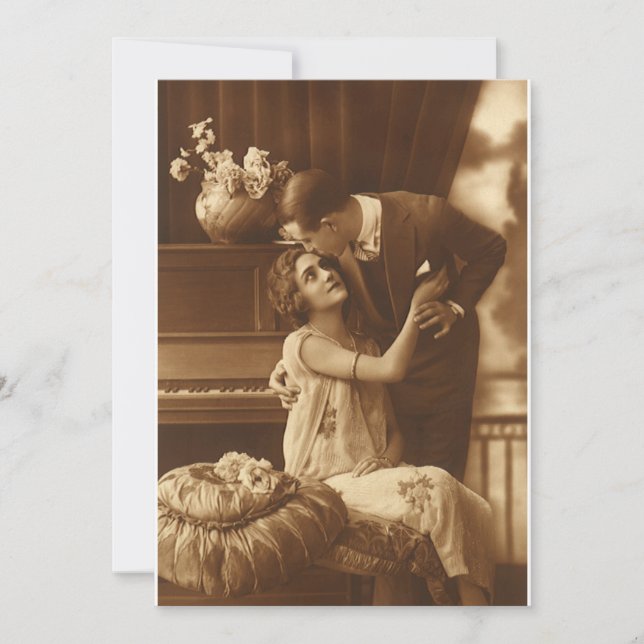 Vintage Liebe und Romantik Romantische Musik Einla Einladung (Vorderseite)