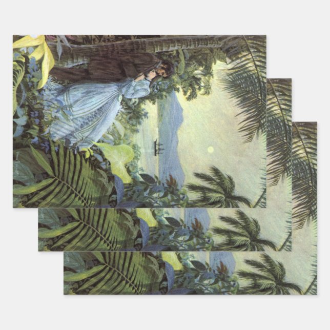 Vintage Liebe und Romantik, romantische tropische  Geschenkpapier Set (Set)