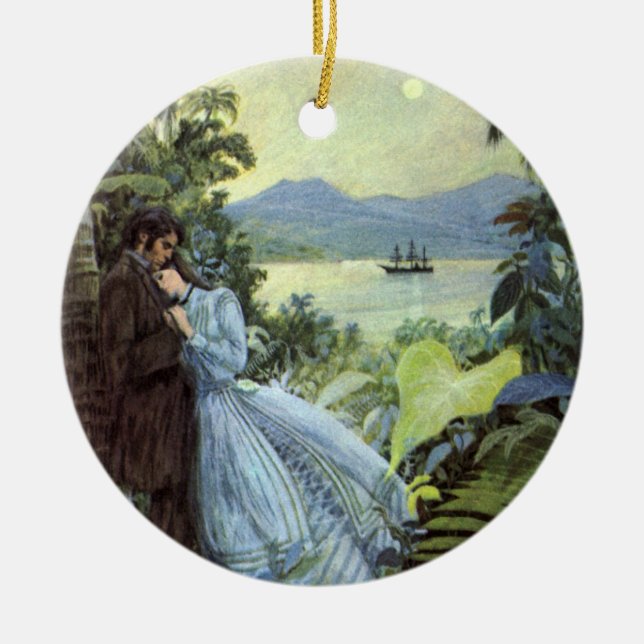 Vintage Liebe und Romantik, romantische tropische  Keramikornament (Vorne)