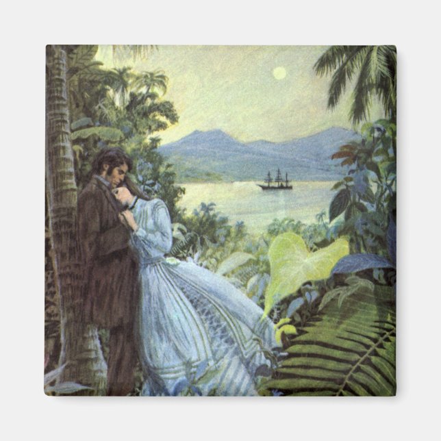 Vintage Liebe und Romantik, romantische tropische  Magnet (Vorne)