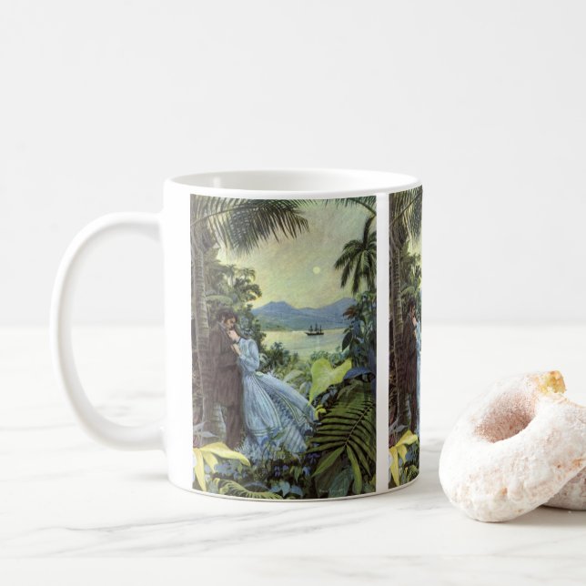 Vintage Liebe und Romantik, romantische tropische  Tasse (Mit Donut)